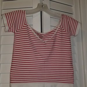 Jessica Simpson red white striped crop